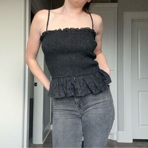 Lulus Smocked Black Cami Size Large NWT
